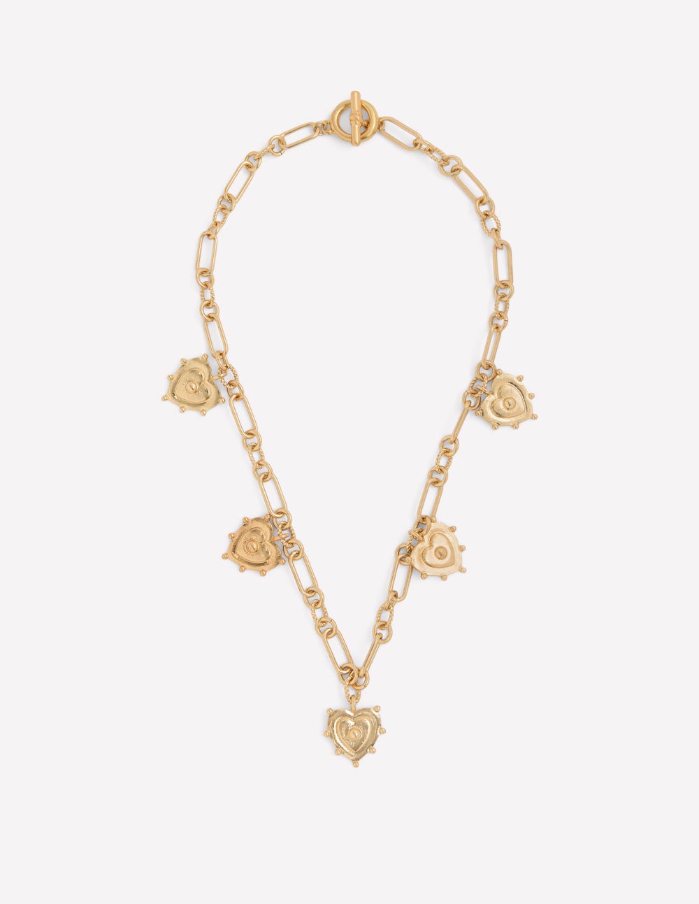 Multi-Heart Charm Necklace-Gold Colour