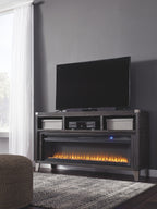 Todoe - Gray - 2 Pc. - 65 TV Stand with Wide Fireplace Insert