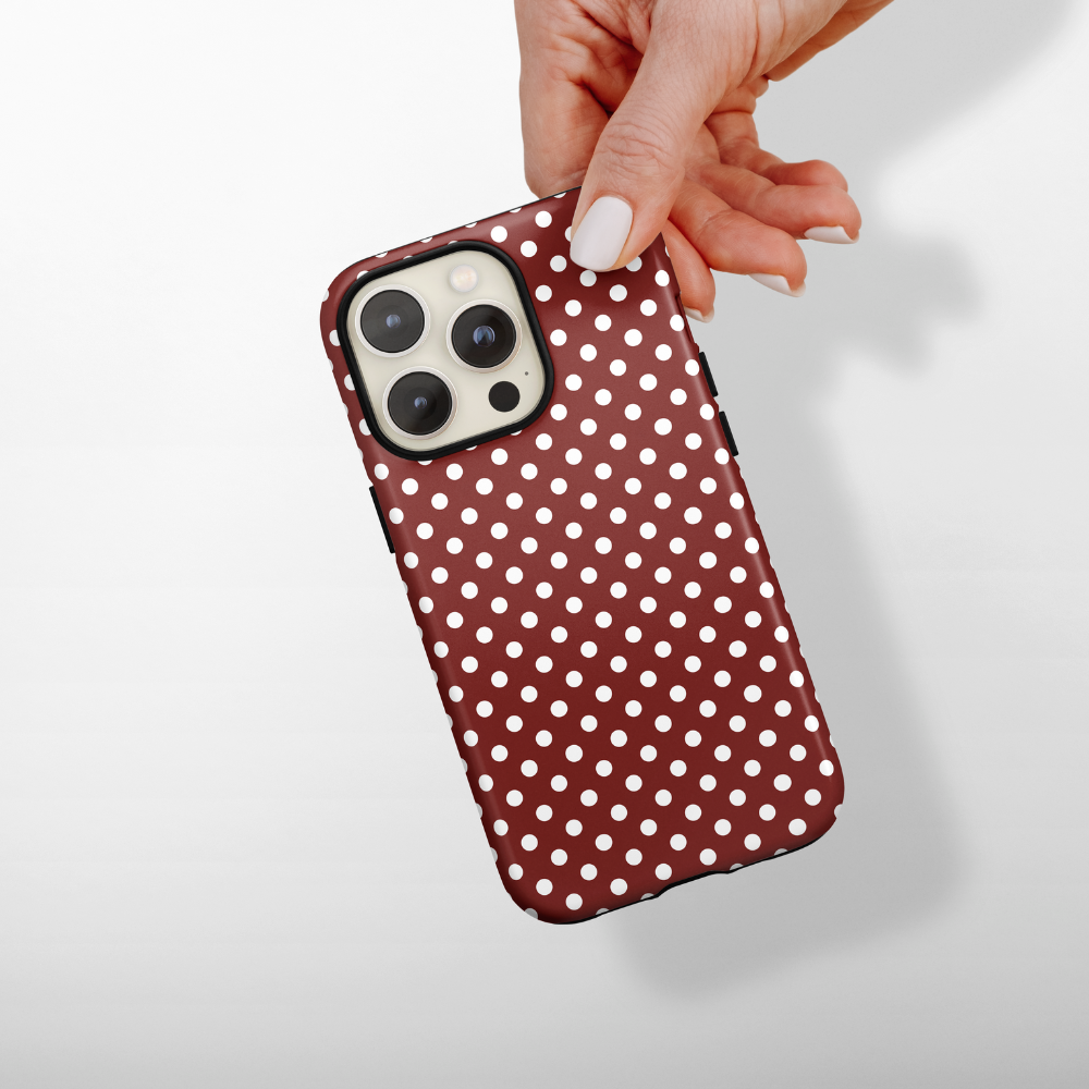 Tough Phone Case - Burgundy Polka Dot