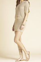 Leo Crochet Lurex Top Gold