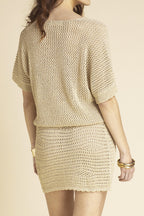 Leo Crochet Lurex Top Gold