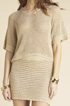 Leo Crochet Lurex Top Gold