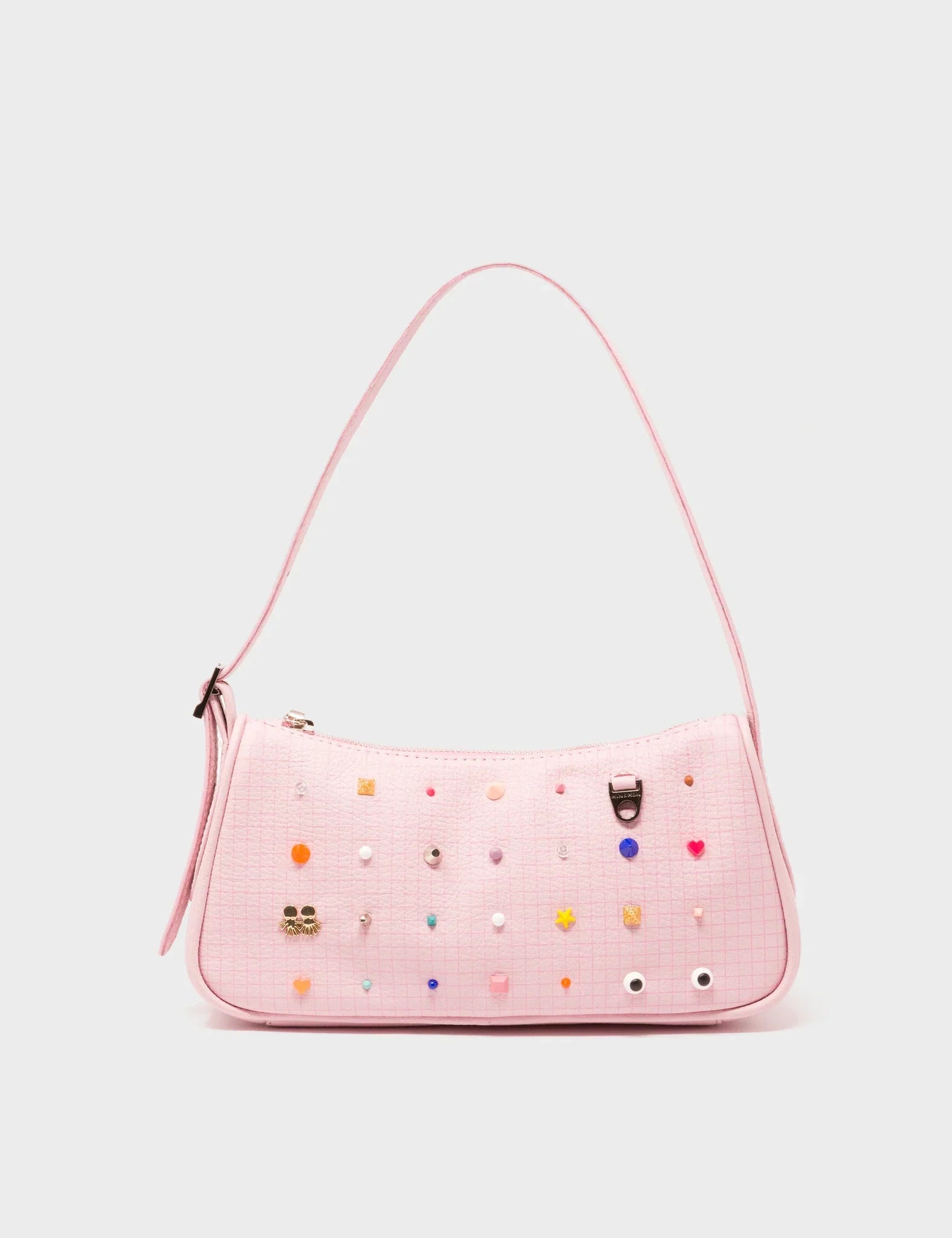 Lucas Hobo Mini Parfait Pink Handbag - Studs Pattern