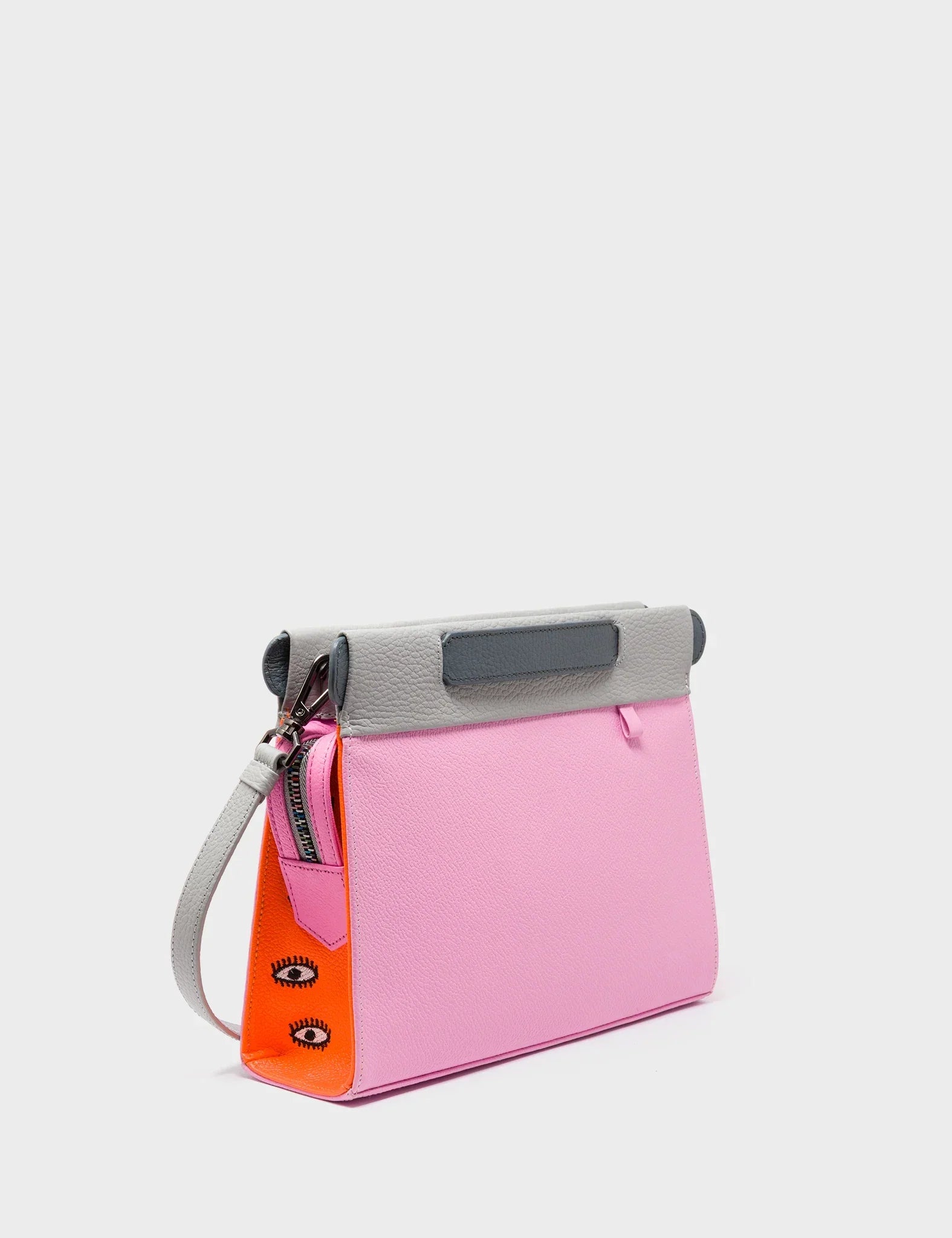 Vali Crossbody Soft Neon Pink and Moonwalk Gray - All Over Eyes Embroidery