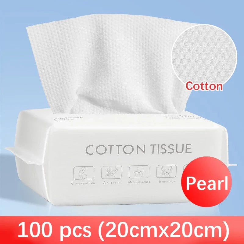 Disposable Cotton Face Towel for Sensitive Skin – 100% Pure Cotton, Wet and Dry Use, 50pcs or 100pcs