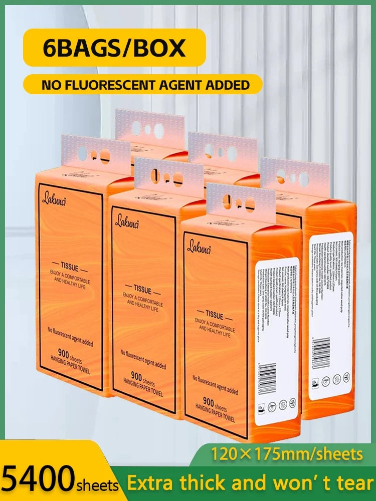 Premium Boxed 【6 Packs Gift 2 Hooks】4-Ply Disposable Napkins Deluxe Soft Facial Tissue Wall-Mounted Baby Tissue