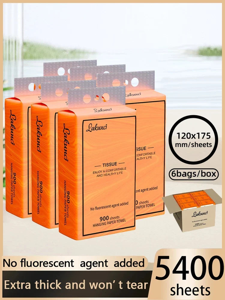 Premium Boxed 【6 Packs Gift 2 Hooks】4-Ply Disposable Napkins Deluxe Soft Facial Tissue Wall-Mounted Baby Tissue