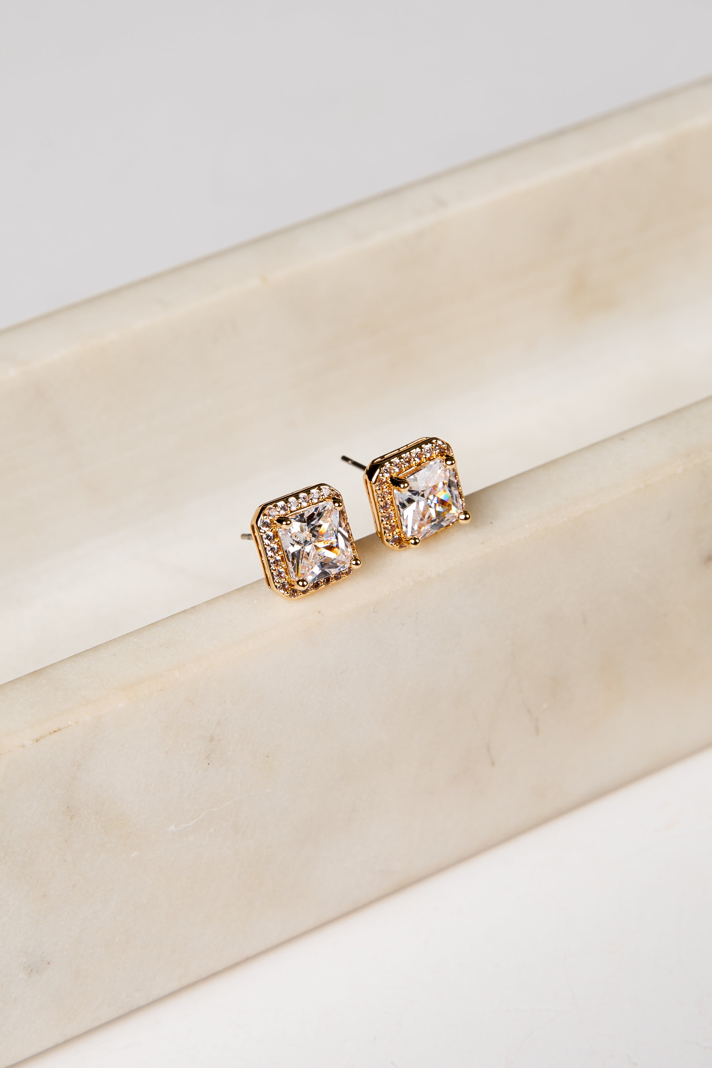 Reece Gold Gemstone Stud Earrings
